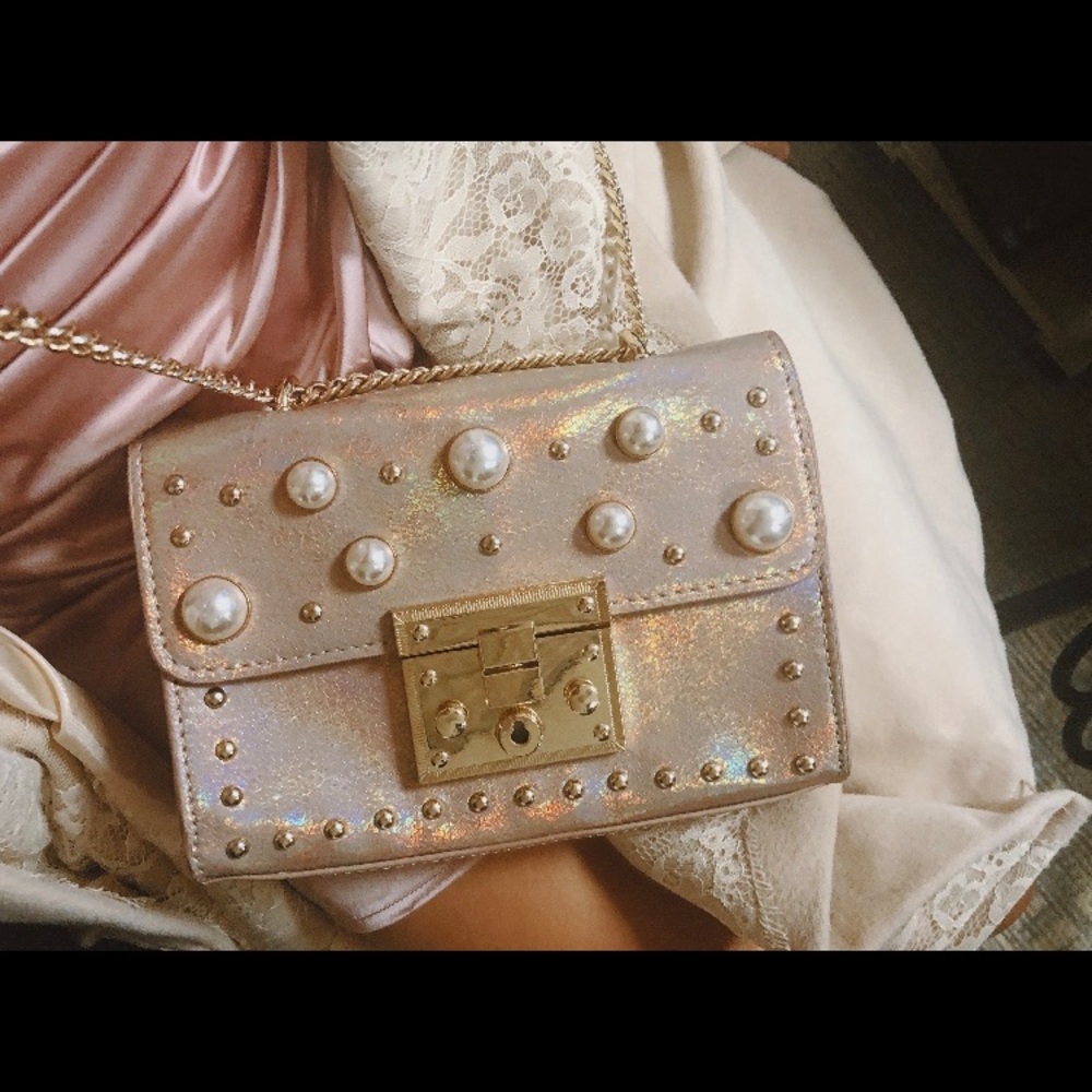Steve Madden Rose Gold Holographic Crossbody Bag